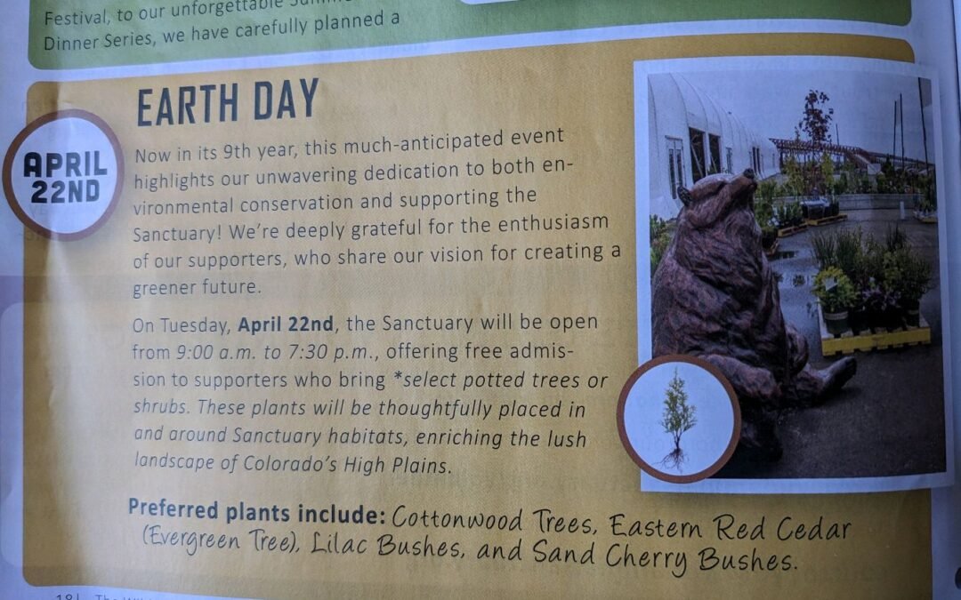 Keensburg Animal Sanctuary Earth Day Discount